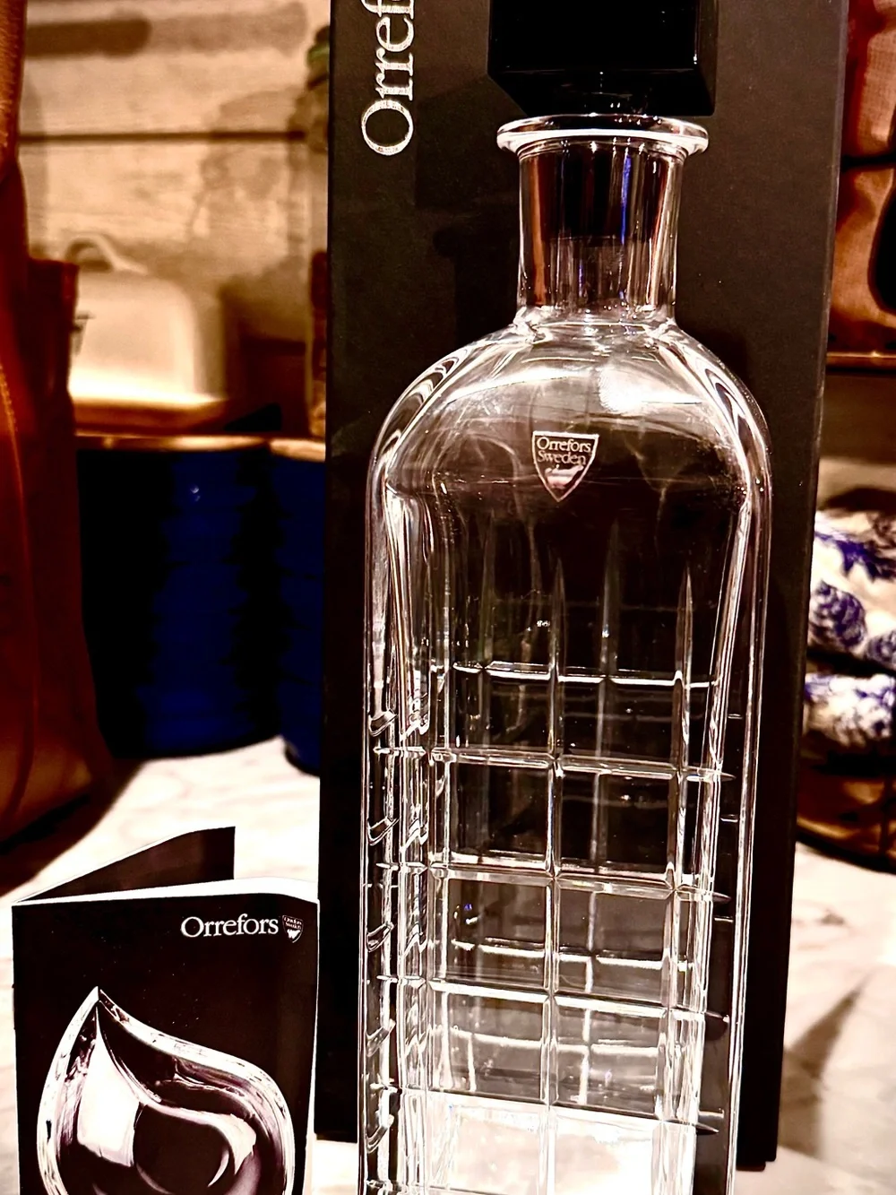 Orrefors Street Decanter w/ Original Box & 2 Tumblers Set w/original box Clear